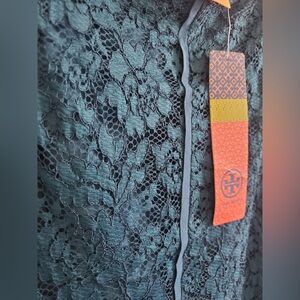 NWT Tory Burch Everett Lace Knee Length Pencil Skirt-Teal